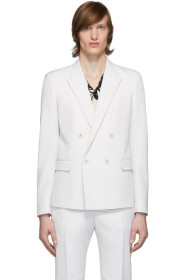 Saint Laurent - 白色精裁羊毛双排扣西装外套