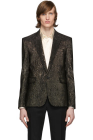 Saint Laurent - Blazer en viscose doré et noir