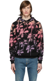 Saint Laurent - Pull à capuche noir Palm Print