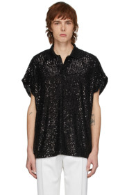 Saint Laurent - Black Sequin Boxy Polo