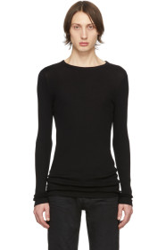 Saint Laurent - ブラック リブ ジャージ T シャツ