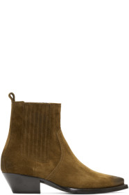 Saint Laurent - 棕色 Lukas 绒面革切尔西靴