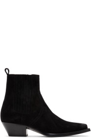 Saint Laurent - Bottes chelsea en suède noires Lukas