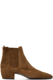 Saint Laurent - Bottes chelsea en suède brunes Land