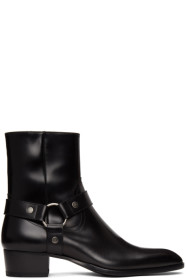 Saint Laurent - 黑色 Wyatt 扣带中筒靴