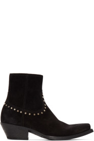 Saint Laurent - Bottes en suède noires Lukas