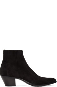 Saint Laurent - Bottes en suède noires Finn
