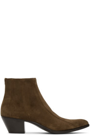 Saint Laurent - 棕色 Finn 绒面革踝靴