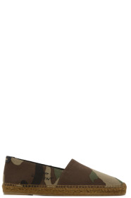 Saint Laurent - Khaki Camo Embroidered Logo Espadrilles