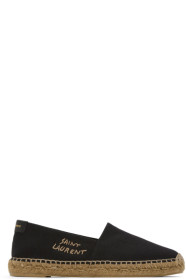 Saint Laurent - Black Embroidered Logo Espadrilles