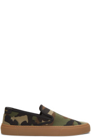 Saint Laurent - Baskets à enfiler à motif camouflage kaki Venice
