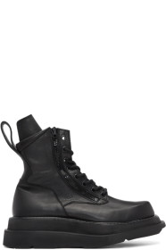 Julius - Black Wide Sole Combat Boots