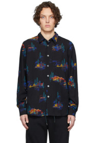 PS by Paul Smith - Chemise à manches longues en Lyocell noire Cosmic Camp