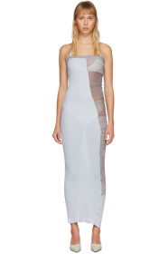 Christina Seewald - SSENSE Exclusive Blue & Grey Patchwork Tube Dress