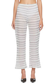 Christina Seewald - SSENSE Exclusive Grey Striped Sheer Lounge Pants