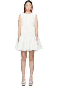 MSGM - White Ruffle A-Line Dress