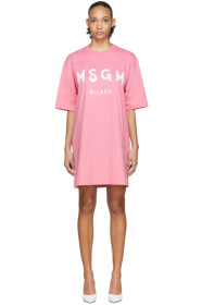 MSGM - 粉色 Artist Logo T 恤连衣裙