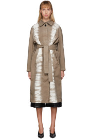 MSGM - Beige Striped Tie-Dye Trench Coat