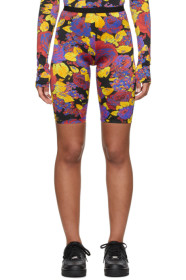 MSGM - Black Rose Print Bike Shorts