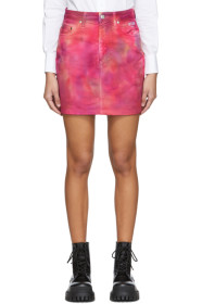 MSGM - Pink Denim Tie-Dye Miniskirt