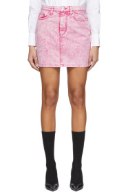 MSGM - ピンク ウォッシュ デニム ミニスカート