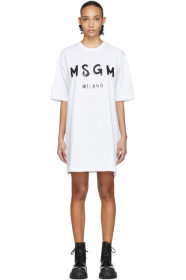 MSGM - 白色 Artist Logo T 恤连衣裙