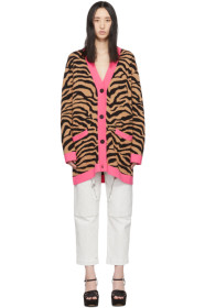 MSGM - Beige & Black Tiger Cardigan