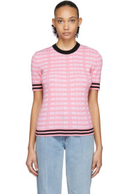 MSGM - ピンク オール オーバー ロゴ ショート スリーブ セーター