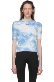 MSGM - Blue & White Tie-Dye T-Shirt