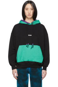 MSGM - Black Colorblock Logo Hoodie
