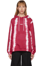 MSGM - Pink Striped Tie-Dye Hoodie