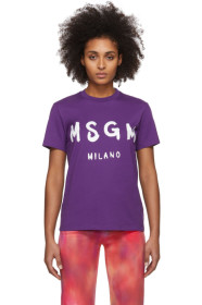 MSGM - パープル アーティスト ロゴ T シャツ