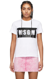 MSGM - ホワイト ボックス ロゴ T シャツ