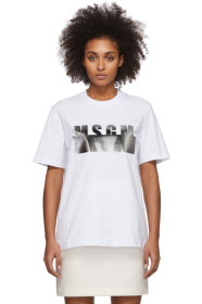 MSGM - ホワイト & シルバー Dégradé ロゴ T シャツ
