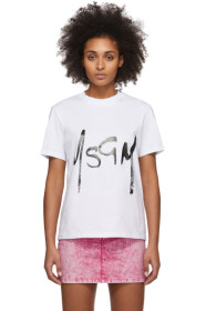 MSGM - ホワイト スプレー ロゴ T シャツ