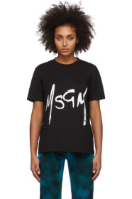 MSGM - ブラック スプレー ロゴ T シャツ