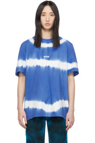 MSGM - ブルー タイダイ ロゴ T シャツ
