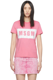 MSGM - ピンク ロゴ T シャツ