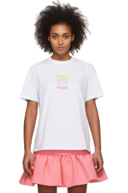 MSGM - ホワイト レインボー オール ロゴ T シャツ