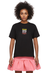 MSGM - ブラック レインボー オール ロゴ T シャツ