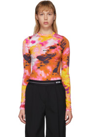 MSGM - Pink Watercolor Long Sleeve T-Shirt