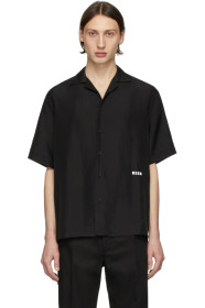 MSGM - ブラック シルク ロゴ シャツ