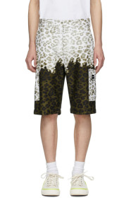 MSGM - グリーン & オフホワイト Animalier バミューダ ショーツ