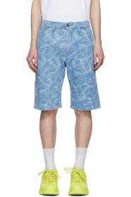 MSGM - ブルー デニム ウォーター エフェクト ショーツ