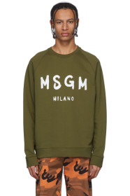 MSGM - Pull molletonné kaki Artist Logo