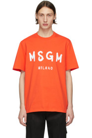MSGM - オレンジ アーティスト ロゴ T シャツ