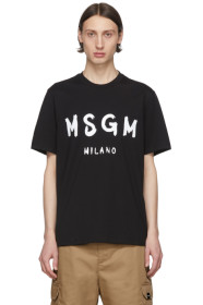 MSGM - ブラック ブラッシュ ロゴ T シャツ