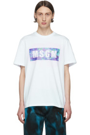 MSGM - ホワイト タイダイ ボックス ロゴ T シャツ