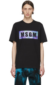 MSGM - ブラック タイダイ ボックス ロゴ T シャツ