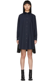 Sacai - Robe chemise en popeline bleu marine